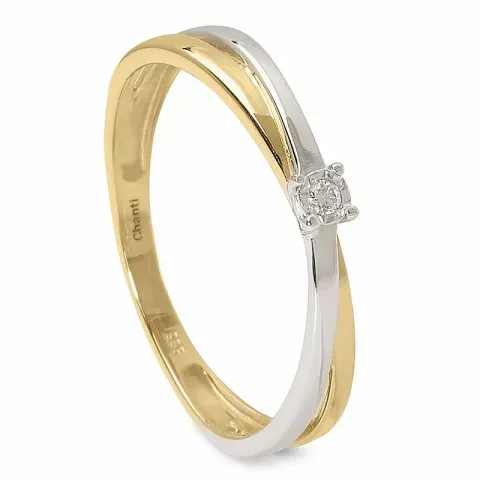 diamant guld ring i 14 karat guld med rhodium 0,015 ct