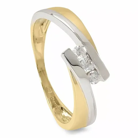 Bred hvid zirkon ring i 14 karat guld med rhodium