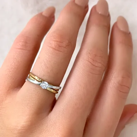 hvid zirkon ring i 14 karat guld hvidguld rødguld