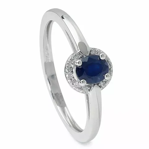 oval safir ring i 14 karat hvidguld