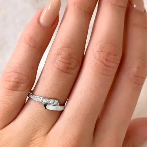 hvid zirkon ring i 14 karat hvidguld
