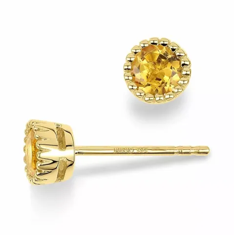 5 mm ørestikker i 14 karat guld med citrin