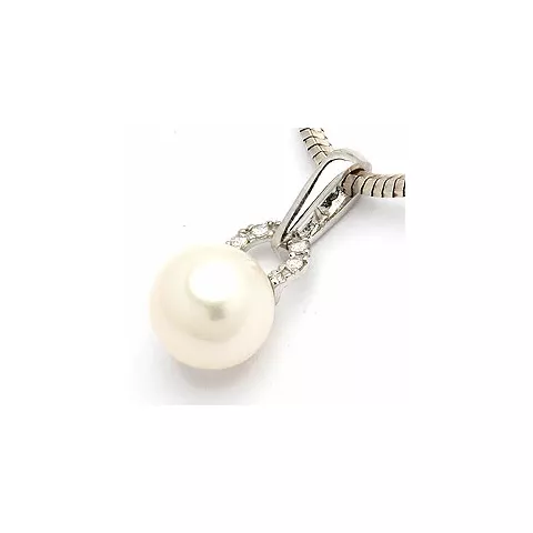 hvid perle vedhæng i 14 karat hvidguld
