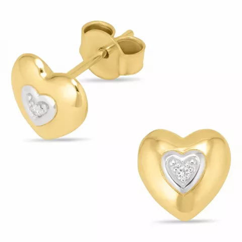 hjerte diamantøreringe i 14 karat guld med rhodium med diamant 