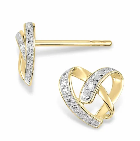hjerte ørestikker i 14 karat guld med rhodium med diamant
