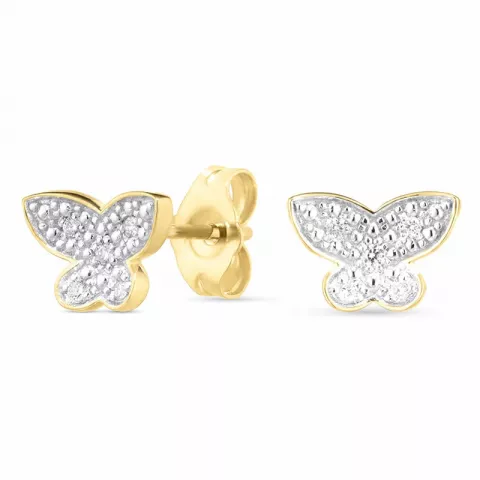 sommerfugle brillantøreringe i 14 karat guld med rhodium med diamant 
