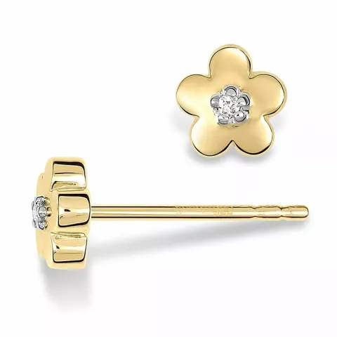 Blomster diamantøreringe i 14 karat guld med diamanter