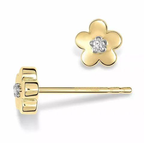 Blomster diamantøreringe i 14 karat guld med diamanter