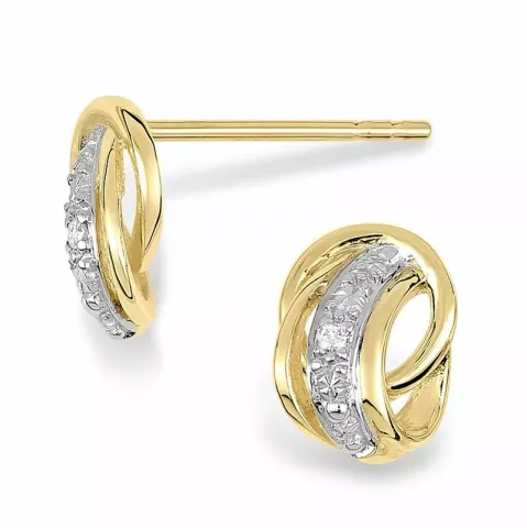 Diamantøreringe i 14 karat guld og hvidguld med diamanter