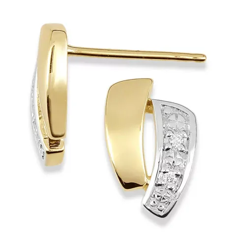 diamantøreringe i 14 karat guld med rhodium med diamant