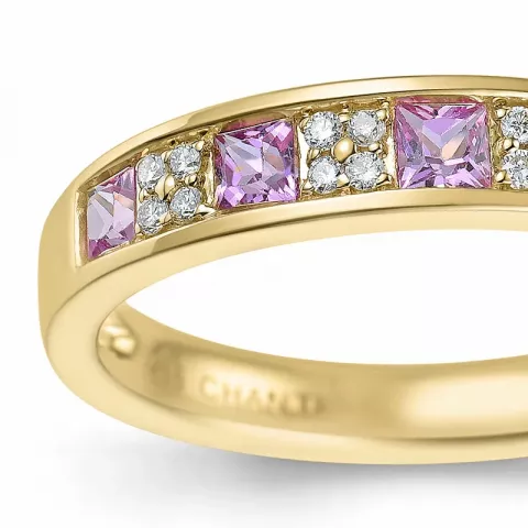 pink safir diamantring i 14 karat guld 0,66 ct 0,08 ct