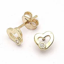 hjerte øreringe i 9 karat guld med 