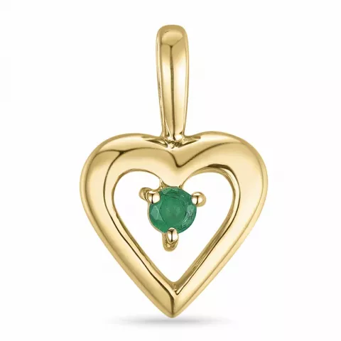 hjerte smaragd vedhæng i 14 karat guld 0,053 ct