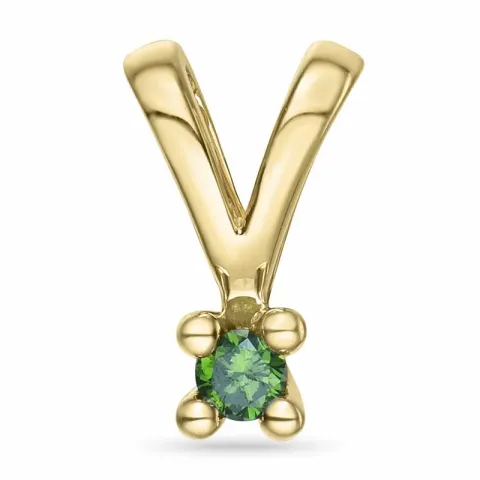 0,05 ct grøn behandlet naturlig diamant solitairevedhæng i 14 karat guld 0,051 ct