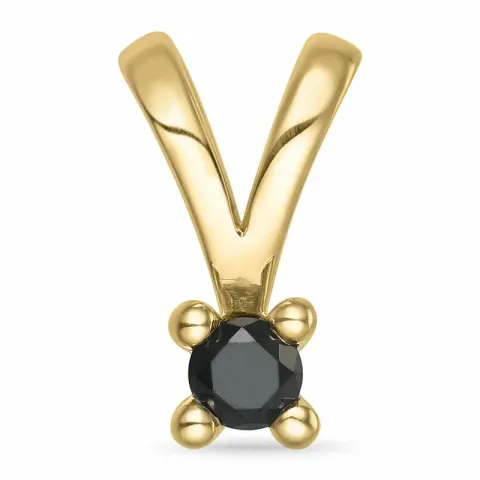 0,10 ct sort diamant solitairevedhæng i 14 karat guld 0,10 ct