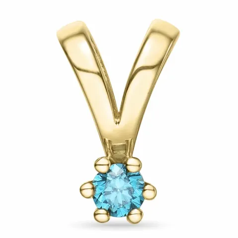 0,09 ct blå behandlet naturlig diamant solitairevedhæng i 14 karat guld 0,09 ct