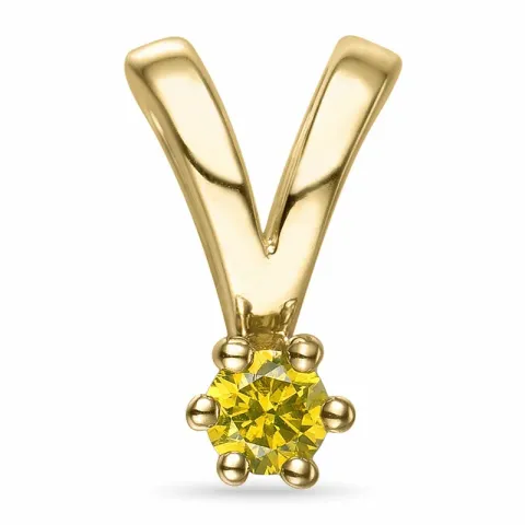 0,09 ct gul behandlet naturlig diamant solitairevedhæng i 14 karat guld 0,09 ct