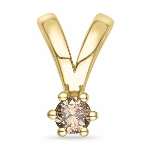 0,10 ct brun diamant solitairevedhæng i 14 karat guld 0,10 ct