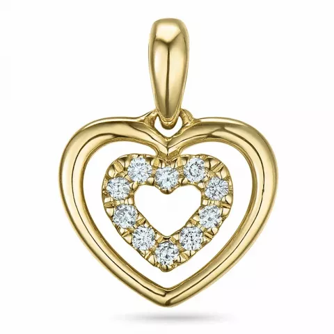 hjerte diamant vedhæng i 14 karat guld 0,06 ct