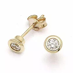 5 mm runde øreringe i 9 karat guld med zirkoner