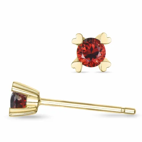 2 x 0,14 ct granat solitaireørestikker i 14 karat guld med granat
