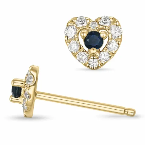 hjerte safir brillantøreringe i 14 karat guld med safir og diamant