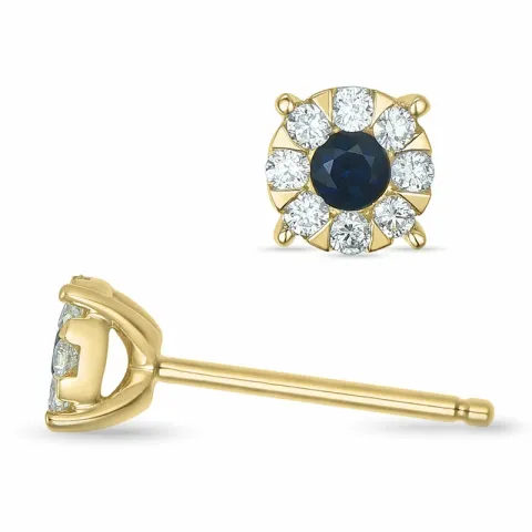 safir brillantøreringe i 14 karat guld med safir og diamant