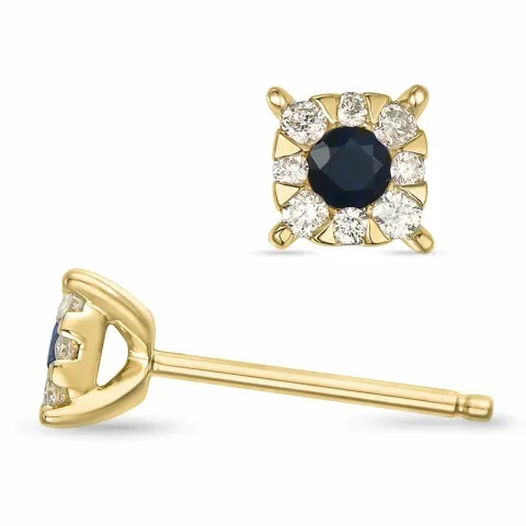 safir brillantøreringe i 14 karat guld med safir og diamant