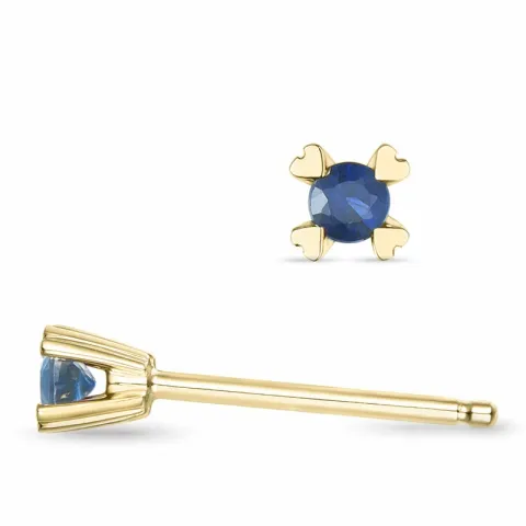 2 x 0,07 ct safir solitaireørestikker i 14 karat guld med safir