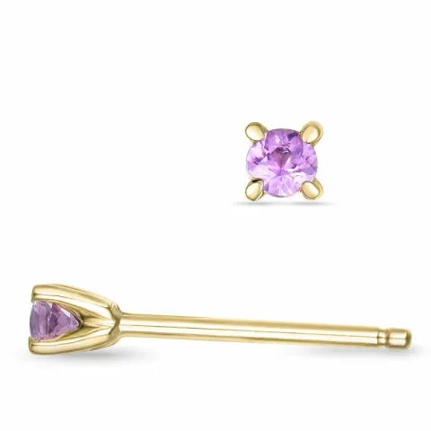 2 x 0,07 ct pink safir solitaireørestikker i 14 karat guld med pink safir