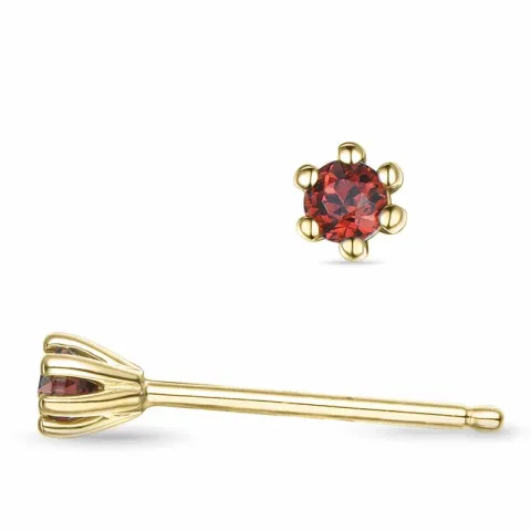 2 x 0,06 ct granat solitaireørestikker i 14 karat guld med granat