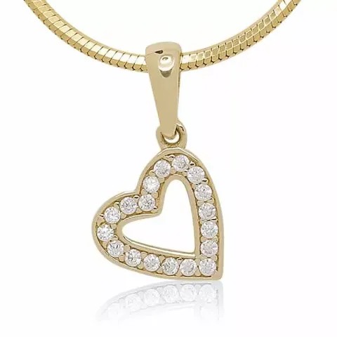 Lille hjerte zirkon vedhæng i 9 karat guld