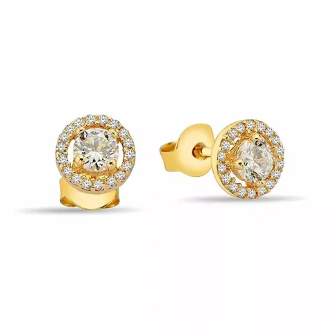 Runde bling bling øreringe i 9 karat guld med