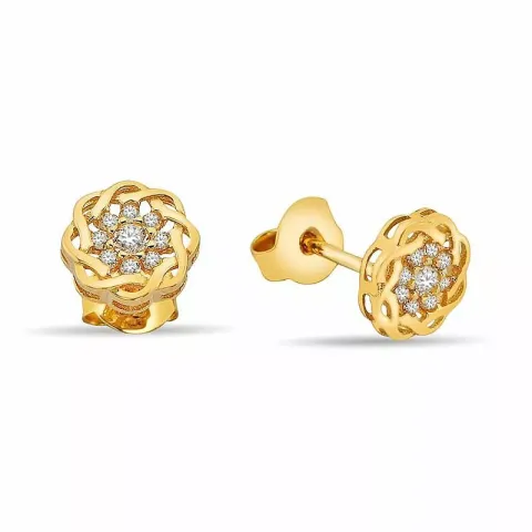 blomster ørestikker i 9 karat guld med