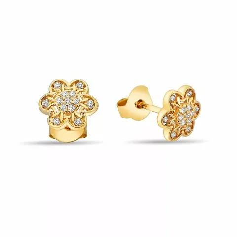 blomster ørestikker i 9 karat guld med