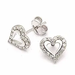 hjerte øreringe i 9 karat hvidguld med 
