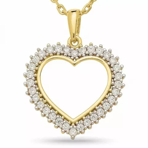 hjerte halskæde i forgyldt sølv med hjertevedhæng i 9 karat guld
