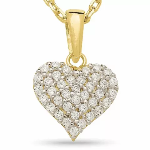 hjerte halskæde i forgyldt sølv med hjertevedhæng i 9 karat guld