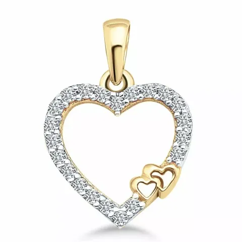 Dobbelt hjerte vedhæng i 9 karat guld og hvidguld