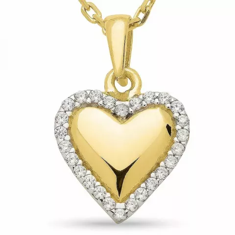hjerte halskæde i forgyldt sølv med vedhæng i 9 karat guld