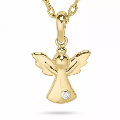 Engel halskæde i forgyldt sølv med vedhæng i 9 karat guld