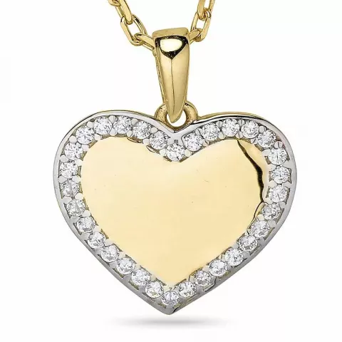 Hjerte halskæde i forgyldt sølv med vedhæng i 9 karat guld