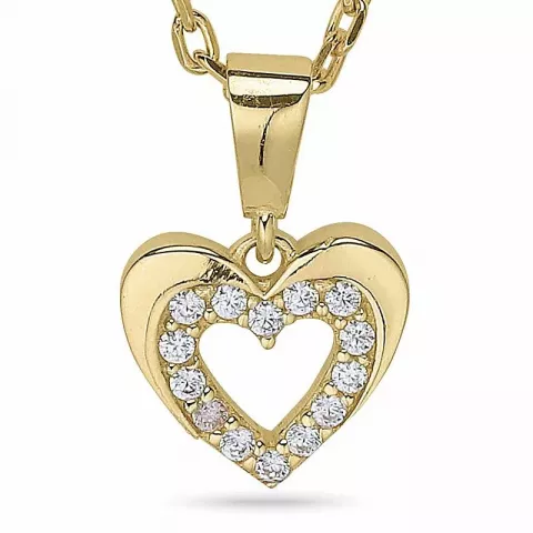 Hjerte halskæde i forgyldt sølv med vedhæng i 9 karat guld