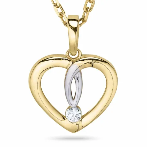 Kollektionsprøve hjerte halskæde i forgyldt sølv med hjertevedhæng i 9 karat guld