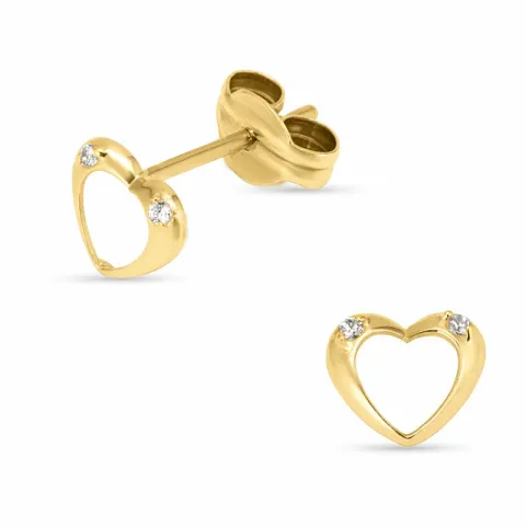 hjerte øreringe i 9 karat guld med