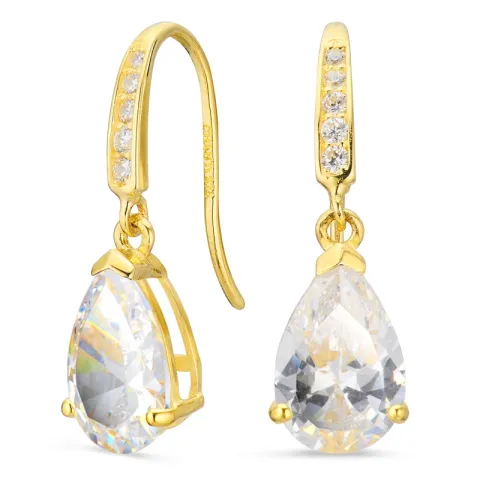 dråbeformede øreringe i 9 karat guld med zirkon - Gold Collection