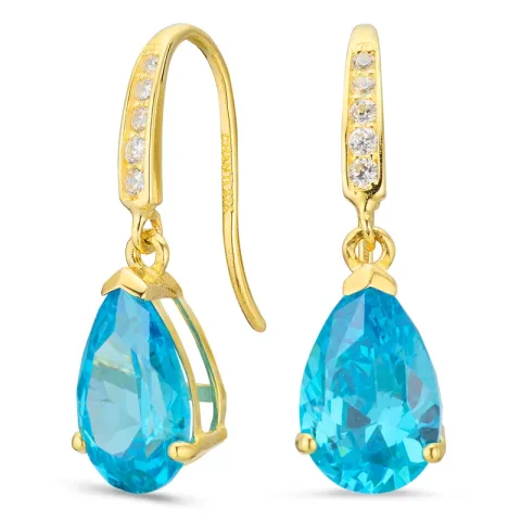 dråbeformede øreringe i 9 karat guld med topas og zirkon - Gold Collection