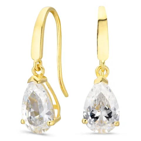 dråbeformede øreringe i 9 karat guld med zirkon - Gold Collection