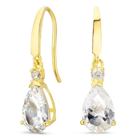 dråbeformede øreringe i 9 karat guld med zirkon - Gold Collection