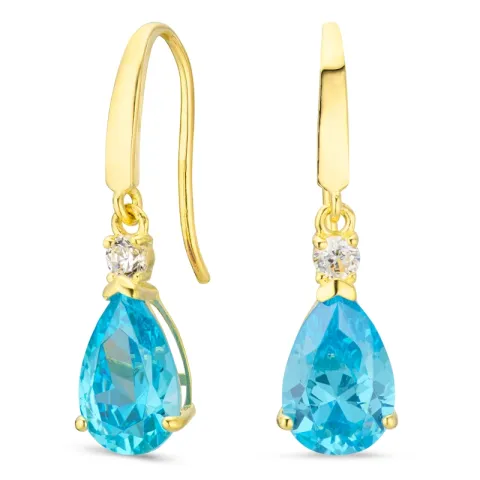 dråbeformede øreringe i 9 karat guld med topas og zirkon - Gold Collection